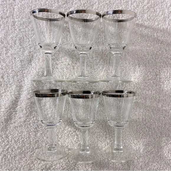 Vintage Silver Rim Footed French Crystal Shot Glasses 7 Cordial Glasses Aperitif - Picture 9 of 14